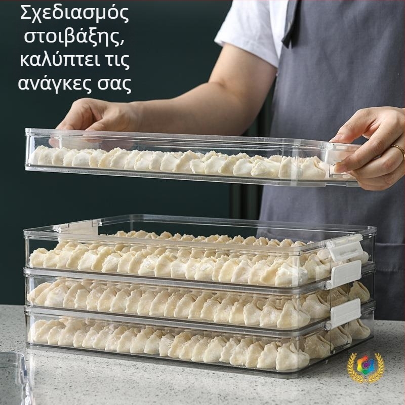 Διάφανο δοχείο αποθήκευσης για ντάμπλινγκ και γουόντον για κατάψυξη και συντήρηση