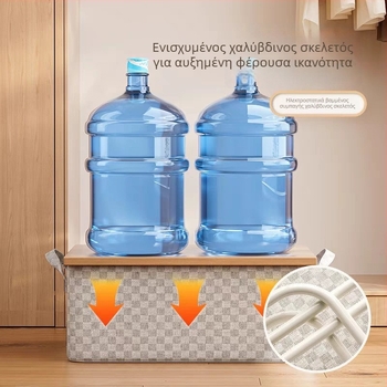 Κουτί αποθήκευσης ρούχων με καρό σχέδιο, 26 L, πτυσσόμενο και πλενόμενο, οργανωτής γκαρνταρόμπας με μεταλλικό πλαίσιο 3,8 και PP πλάκα