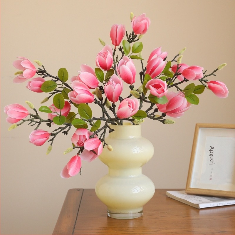 Τεχνητό λουλούδι Magnolia με υφή φιλμ για κινεζικό κλασικό εσωτερικό διακόσμηση και γάμους