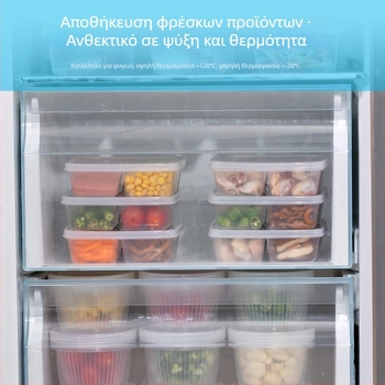 Τετραδιαμερισματική θήκη αποθήκευσης ψυγείου για μαριναρισμένα κρέατα και λαχανικά