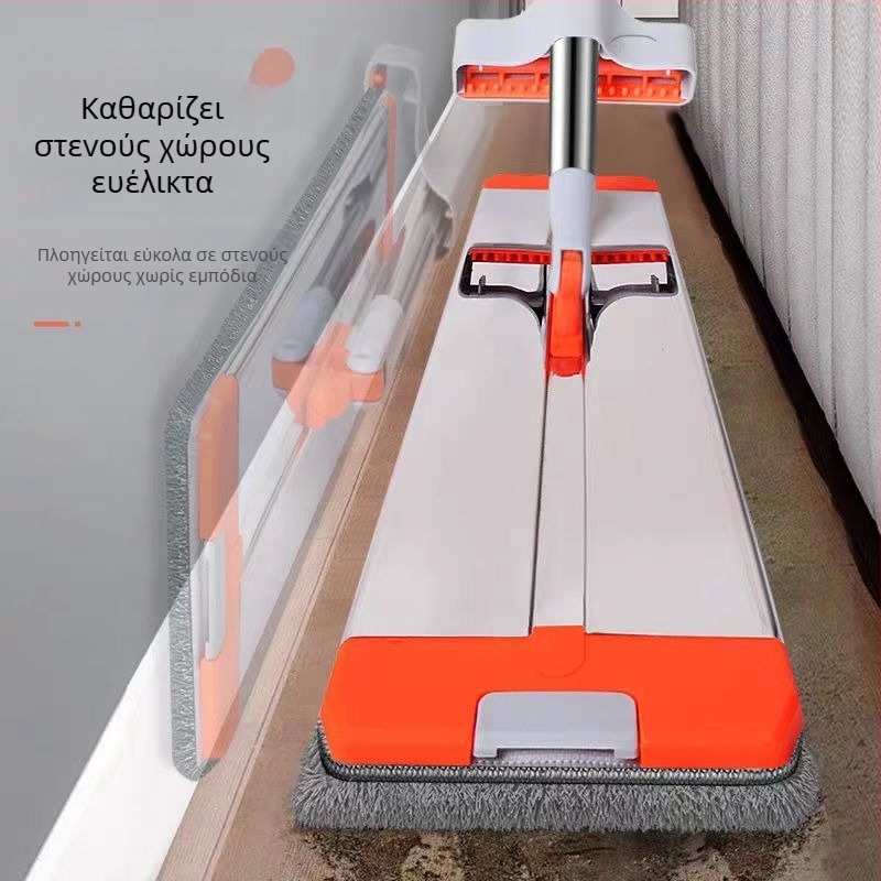 Πλακέ σφουγγαρίστρα με πάνελ αλουμινίου, μεγάλη κεφαλή, για οικιακή χρήση, υγρή και ξηρή καθαριότητα, χωρίς χρήση χεριών