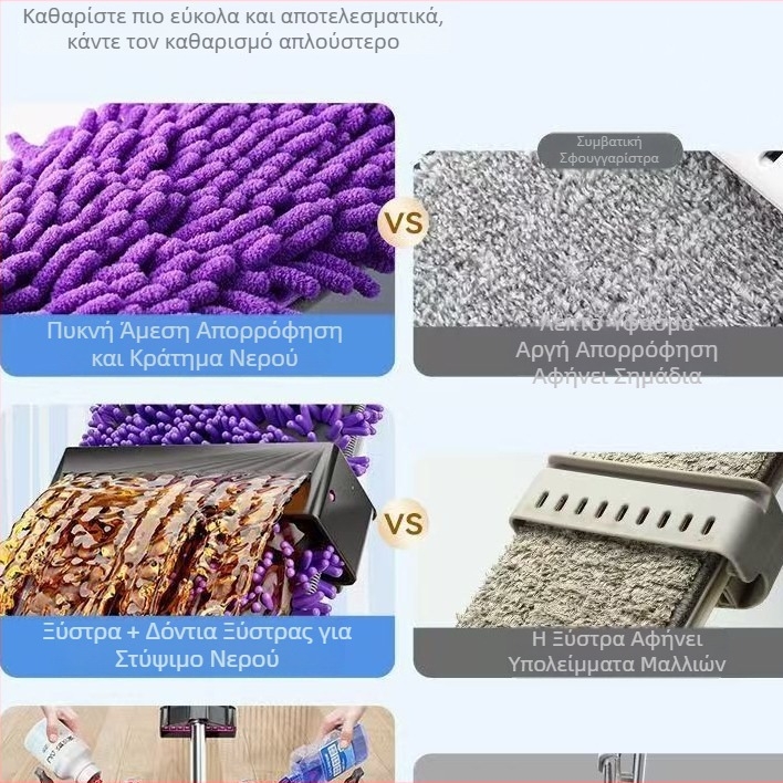 Chenille επίπεδη σφουγγαρίστρα για οικιακή χρήση, καθαρισμό πλακιδίων, παχύτερο απορροφητικό για στεγνό και βρεγμένο καθάρισμα