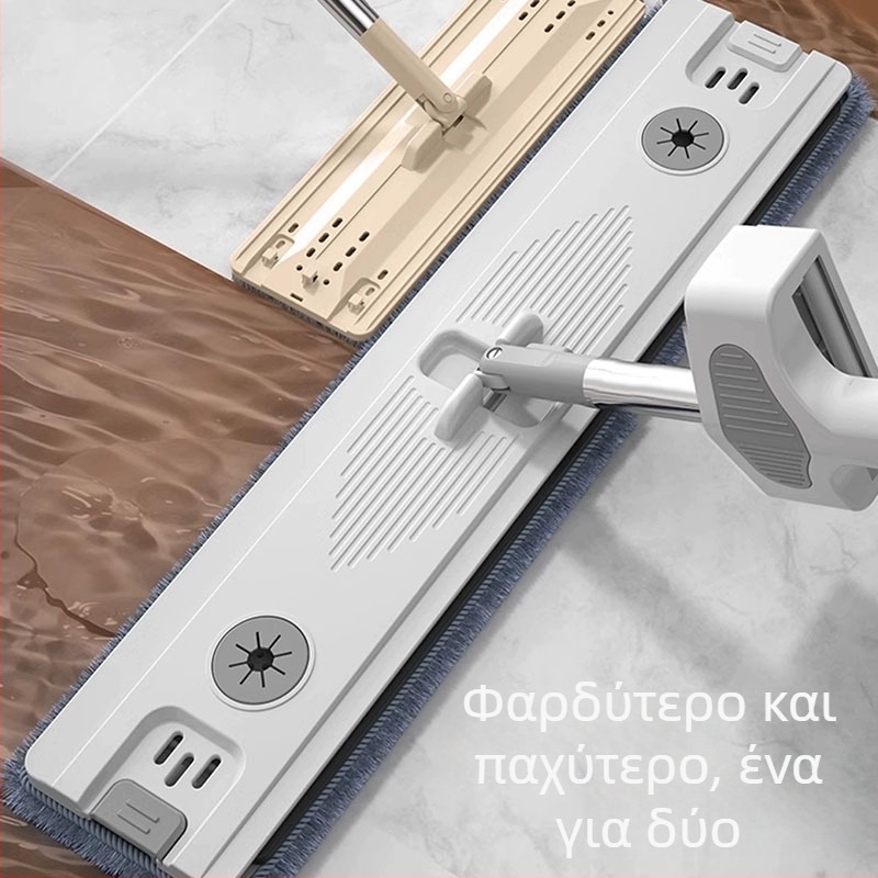 Μεγάλη οικιακή περιστρεφόμενη πλατιά σκούπα δαπέδου με απορροφητικό ύφασμα μικροϊνών, χωρίς πλύσιμο με το χέρι, για υγρή και ξηρή χρήση, ανταλλακτικό ύφασμα