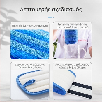 Οικιακή κεφαλή σφουγγαρίστρας, κολλητή και απορροφητική για πατώματα, παχύτερο στριφτό σχέδιο, ανταλλακτικό πανί απορρόφησης