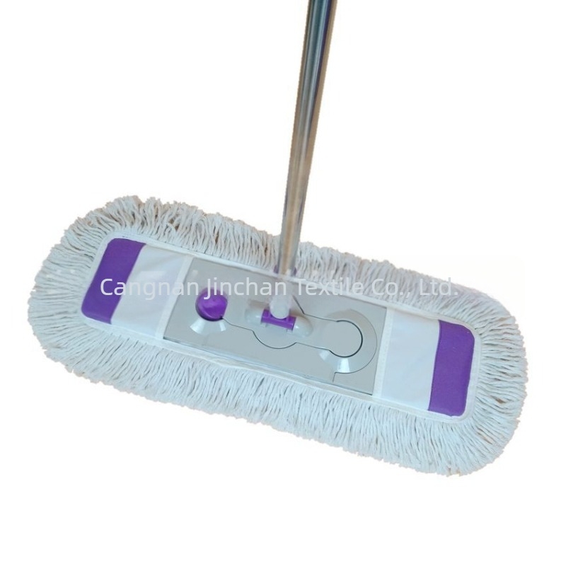 65 cm Μεγάλος επίπεδος mop με περιστρεφόμενη κεφαλή, τηλεσκοπική ράβδος από ανοξείδωτο ατσάλι και κάλυμμα από βαμβακερό νήμα
