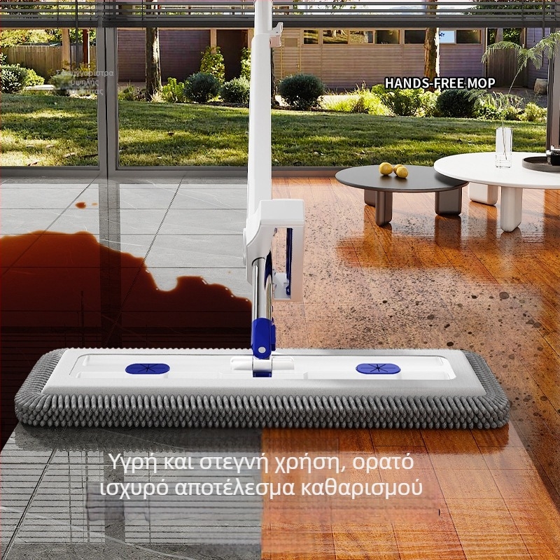 Chenille χωρίς χρήση χεριών επίπεδο mop για ξύλινα πατώματα, παχύτερο σχέδιο, διπλής χρήσης στεγνό και βρεγμένο καθάρισμα, μεγάλο μέγεθος με κουβά