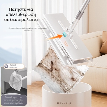 Μικροϊνές επίπεδη σκούπα με αποσπώμενο πανί για οικιακό καθαρισμό, χωρίς πλύσιμο στο χέρι