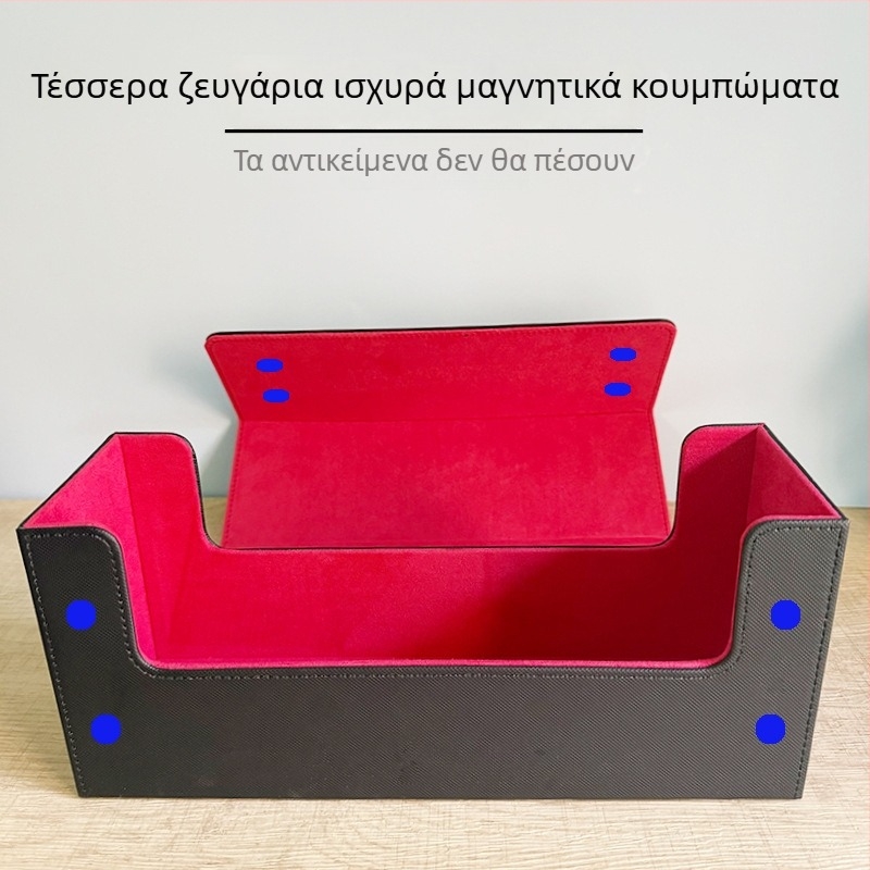Δερμάτινο κουτί αποθήκευσης καρτών με χωρητικότητα 400+ καρτών — επιτραπέζιο κουτί αποθήκευσης για Yu-Gi-Oh! και Magic: The Gathering