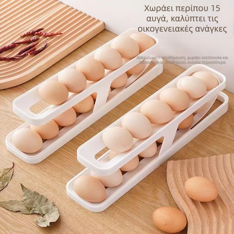 Διπλού επιπέδου θήκη αυγών για οικιακή κουζίνα, πλαστικό κουτί αυγών στην πόρτα του ψυγείου, ανθεκτική στις πτώσεις, διατήρηση φρεσκάδας, αποθήκευση, αυτόματη παροχή αυγών