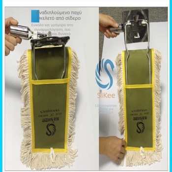 Sijie 60/90 cm Αναδιπλούμενη επίπεδη σφουγγαρίστρα με κεφαλή από βαμβάκι, πλενόμενη, με παχύ μεταλλικό πλαίσιο