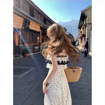Callmeear Paris Rose Φόρεμα Slip με Δαντέλα Patchwork, Αμάνικο, Λαιμός σε σχήμα U, Μακριά φούστα, Άνοιξη για διακοπές