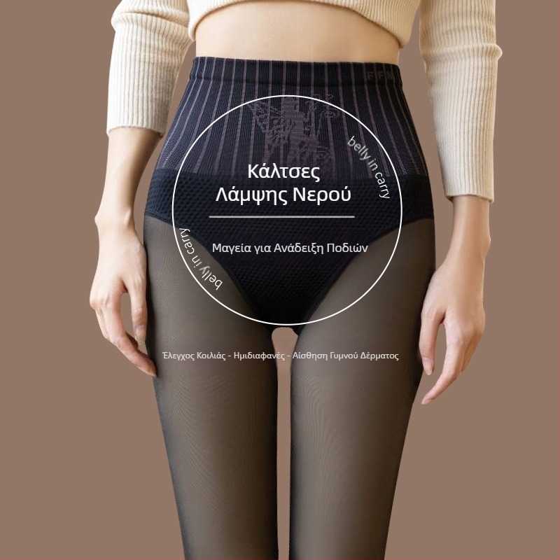 Γυναικείες μαύρες κάλτσες από μετάξι, fleece για φθινοπωρινό-χειμερινό, 200 g, μοτίβο αγγέλου-λουλουδιού, υδάτινο γυαλιστερό φινίρισμα