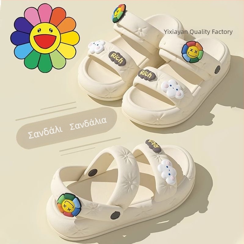 Γυναικεία πλατφόρμα σανδάλια με φαρδιά σόλα, καλοκαίρι εξωτερική χρήση, δύο τρόποι φορέματος, μοντέρνα ψηλά τακούνια