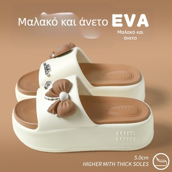 Γυναικείες σανδάλες με φιόγκο, αντιολισθητικές, με χοντρή σόλα, κατάλληλες για εσωτερική και εξωτερική χρήση