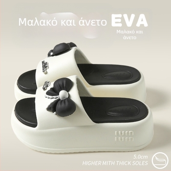 Γυναικείες σανδάλες με φιόγκο, αντιολισθητικές, με χοντρή σόλα, κατάλληλες για εσωτερική και εξωτερική χρήση
