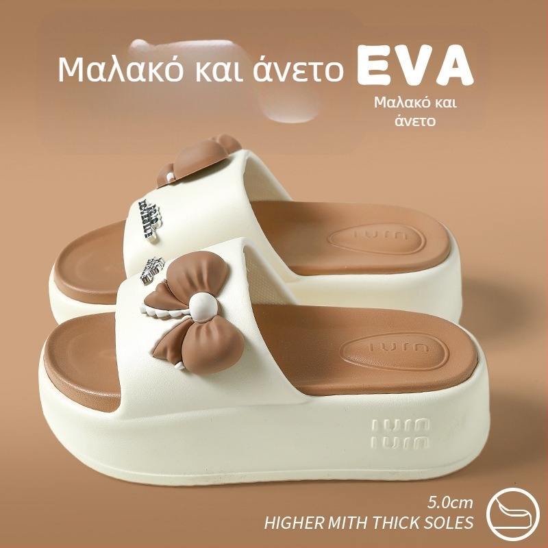 Γυναικείες σανδάλες με φιόγκο, αντιολισθητικές, με χοντρή σόλα, κατάλληλες για εσωτερική και εξωτερική χρήση