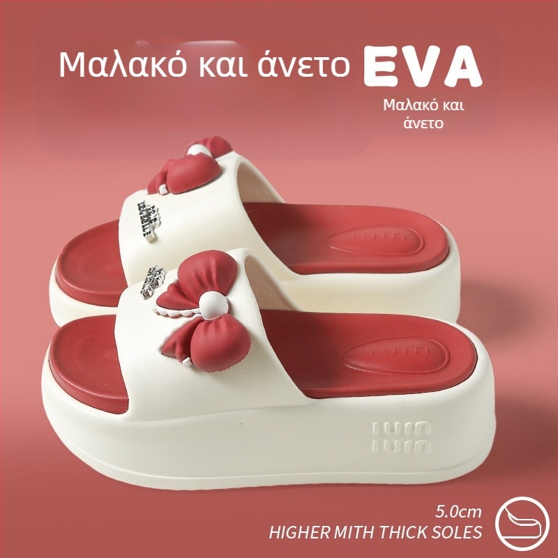 Γυναικείες σανδάλες με φιόγκο, αντιολισθητικές, με χοντρή σόλα, κατάλληλες για εσωτερική και εξωτερική χρήση