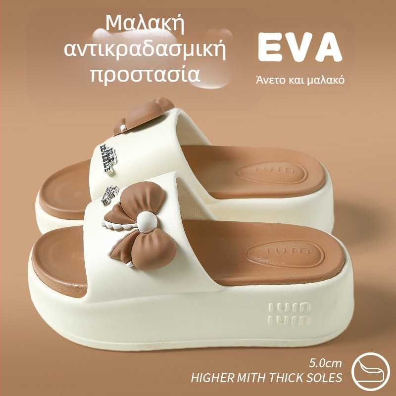 Γυναικείες σανδάλες με φιόγκο, αντιολισθητικές, με χοντρή σόλα, κατάλληλες για εσωτερική και εξωτερική χρήση