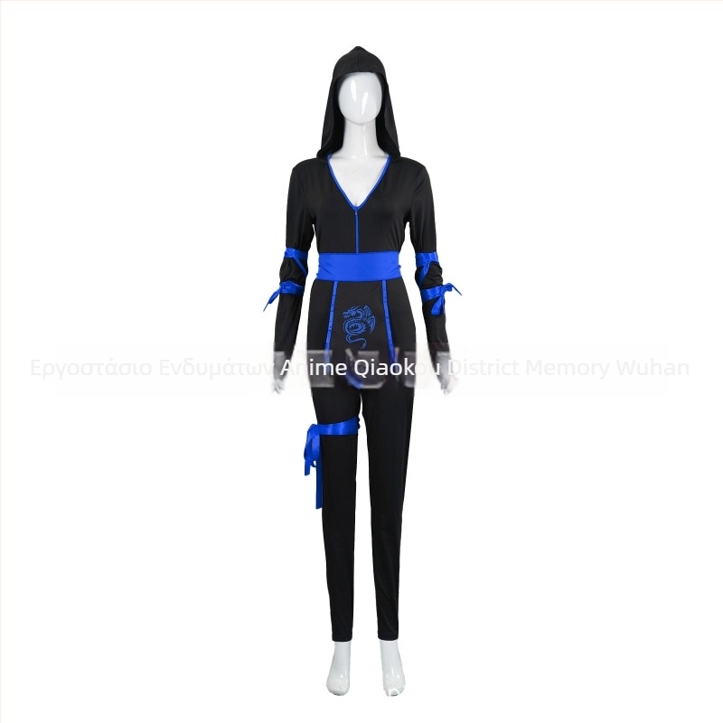 Κουστούμι νίντζα cosplay για ενήλικες γυναίκες, μαύρη στολή για σκηνικές εμφανίσεις – Χάλογουιν