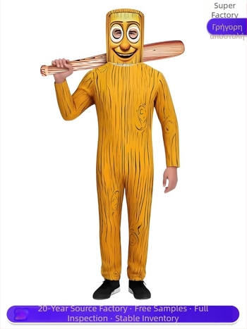 Unisex πορτοκαλί κοστούμι cosplay σε στυλ stickman για το Χάλογουιν – ολόσωμη φόρμα