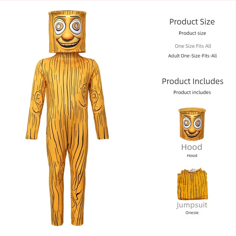 Unisex πορτοκαλί κοστούμι cosplay σε στυλ stickman για το Χάλογουιν – ολόσωμη φόρμα