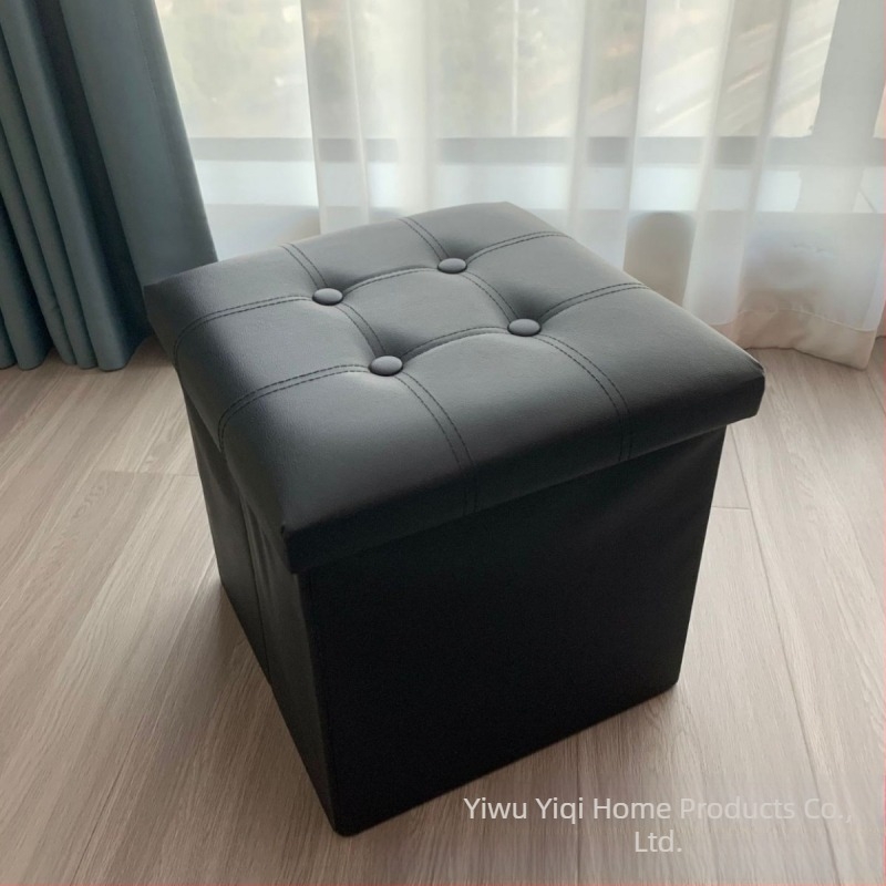 PVC δερμάτινο αποθηκευτικό σκαμπό, κύβος 38 cm, χωρητικότητα 50 L, πολυλειτουργικό για σαλόνι
