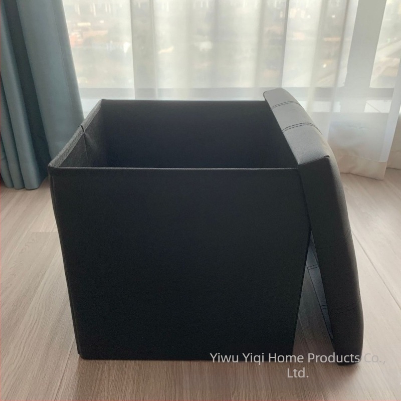 PVC δερμάτινο αποθηκευτικό σκαμπό, κύβος 38 cm, χωρητικότητα 50 L, πολυλειτουργικό για σαλόνι