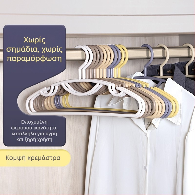 Κρεμάστρα χωρίς ραφές για ρούχα, πρόληψη τσαλακωμάτων στους ώμους, διπλής χρήσης για στεγνά και βρεγμένα ρούχα, πλαστική κρεμάστρα, προστασία για τον γιακά
