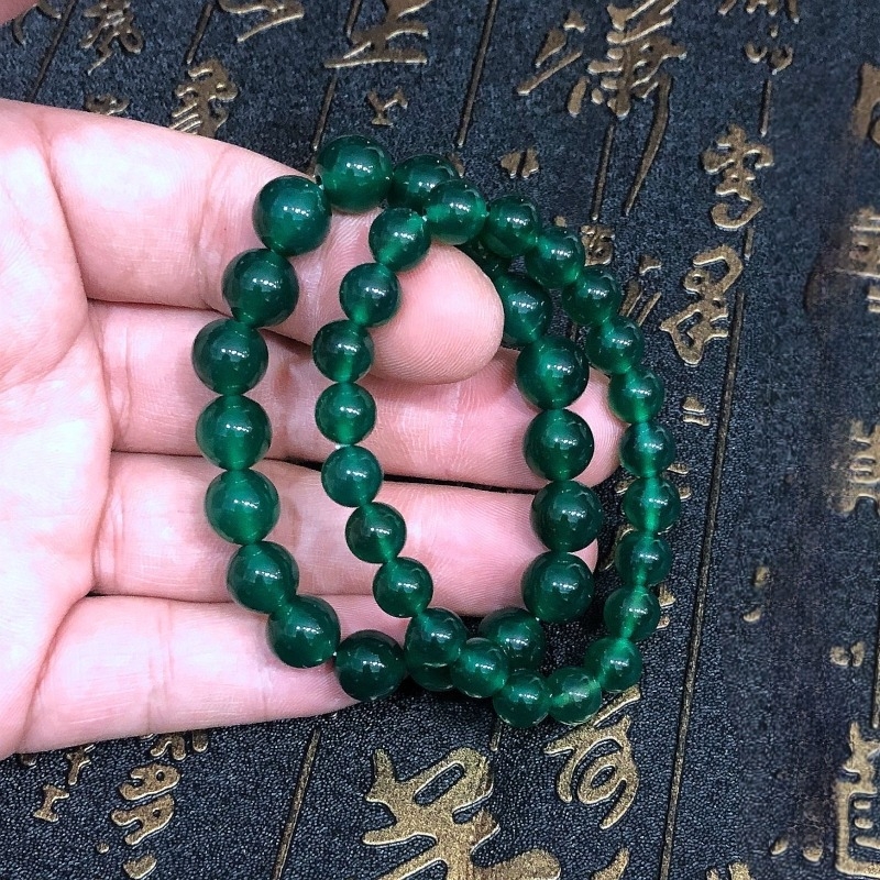 Πράσινο βραχιόλι από αχάτη και chrysoprase, χάντρες Βούδα, unisex, γεωμετρικός σχεδιασμός