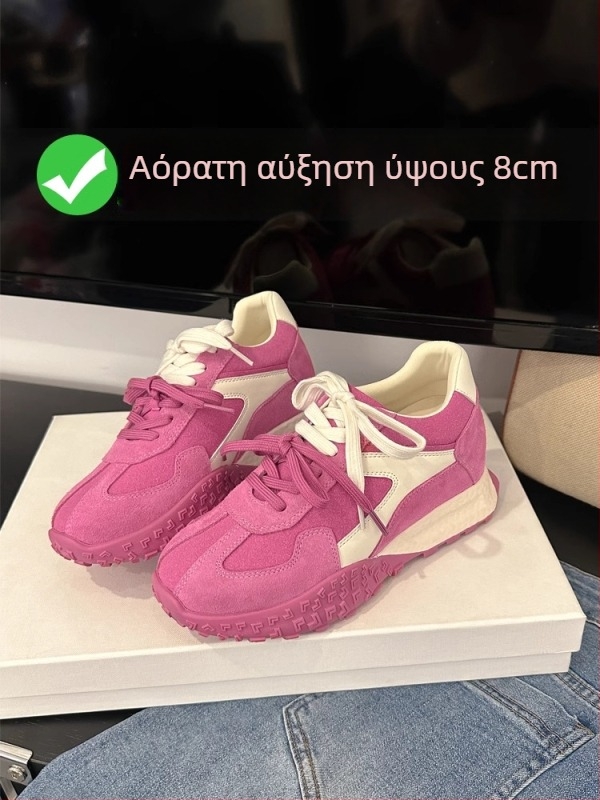 Γυναικείοι σνίκερς με πλατφόρμα για αύξηση ύψους, ροζ βατόμουρο, νέο μοντέλο 2025, καθημερινά αθλητικά παπούτσια άνοιξη-φθινόπωρο
