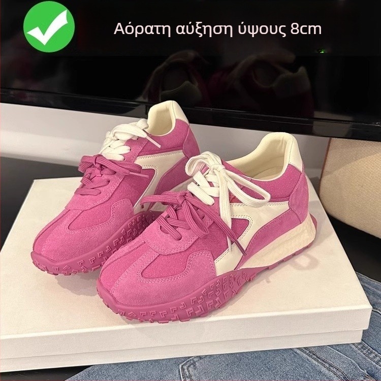 Γυναικείοι σνίκερς με πλατφόρμα για αύξηση ύψους, ροζ βατόμουρο, νέο μοντέλο 2025, καθημερινά αθλητικά παπούτσια άνοιξη-φθινόπωρο