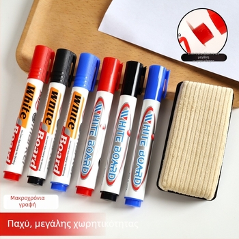Σετ διαγραμμένων μαρκαδορών λευκού πίνακα με γόμα, για γραφείο και διδασκαλία, μεγάλη χωρητικότητα, ομαλό γράψιμο