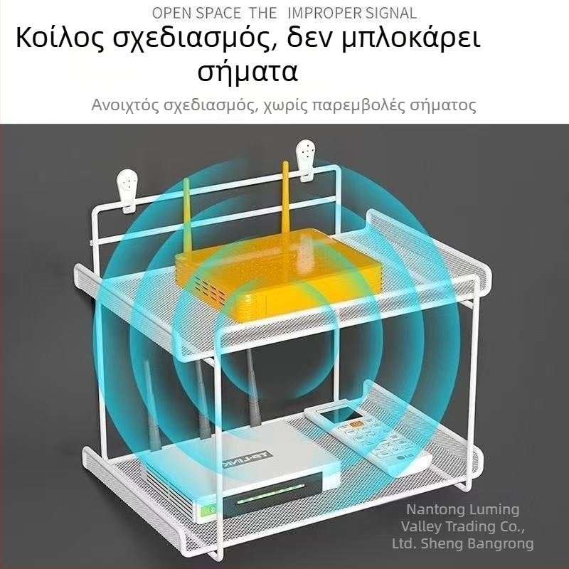 Μεταλλικό ράφι τοίχου με έξι επίπεδα για δρομολογητή και κουτί αποκωδικοποίησης τηλεόρασης
