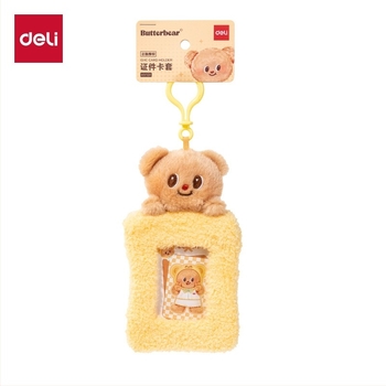 Deli HY131 Λούτρινο Butter Bear Θήκη Κάρτας Ταυτότητας, Μωβ