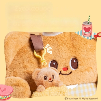 Deli HY131 Λούτρινο Butter Bear Θήκη Κάρτας Ταυτότητας, Μωβ