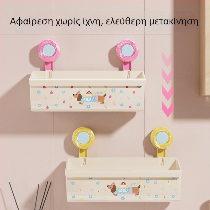 Μεγάλο ράφι αποθήκευσης με βεντούζα, επιτοίχιο για μπάνιο, τουαλέτα και κουζίνα