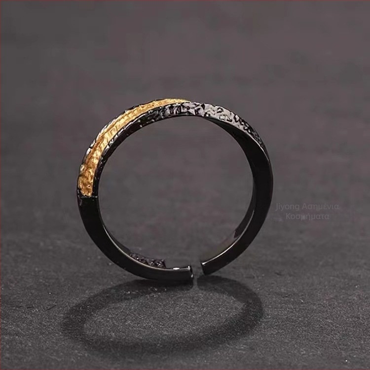 Mobius δαχτυλίδι για ζευγάρι, χαλκός, μαύρο, unisex, μινιμαλιστικό, πρωτότυπος σχεδιασμός