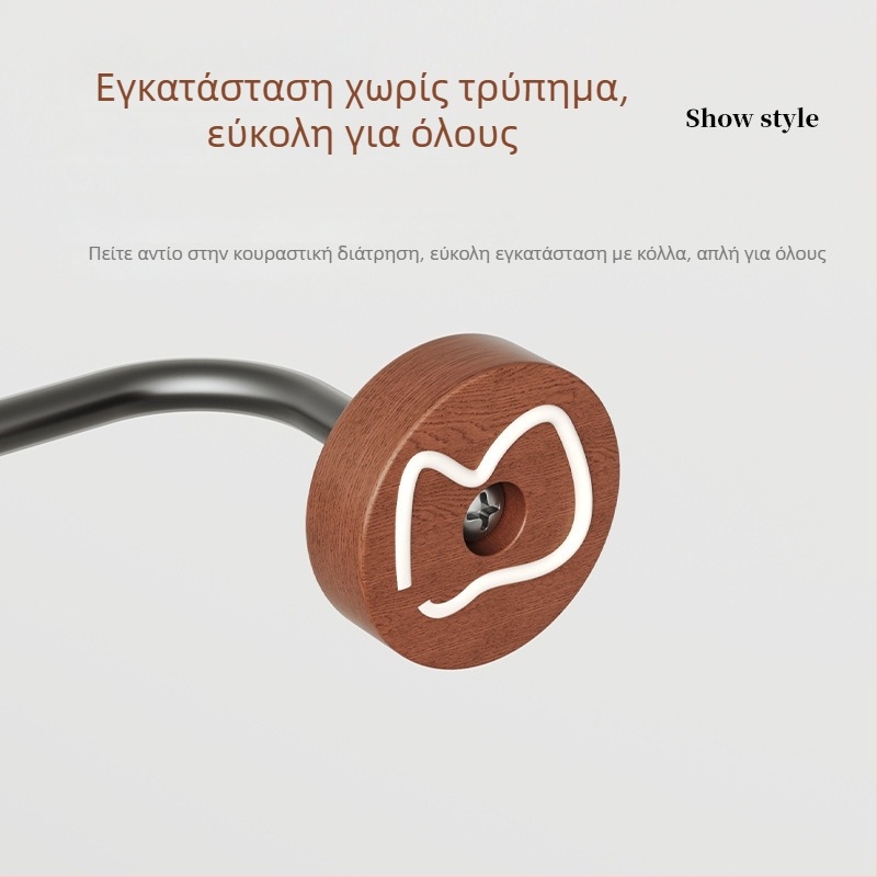 Ράγα πετσετών με κόλλα, χωρίς διάτρηση, μινιμαλιστική βάση από ξύλο, ράφι για παντόφλες από αλουμίνιο, αποθήκευση μπάνιου