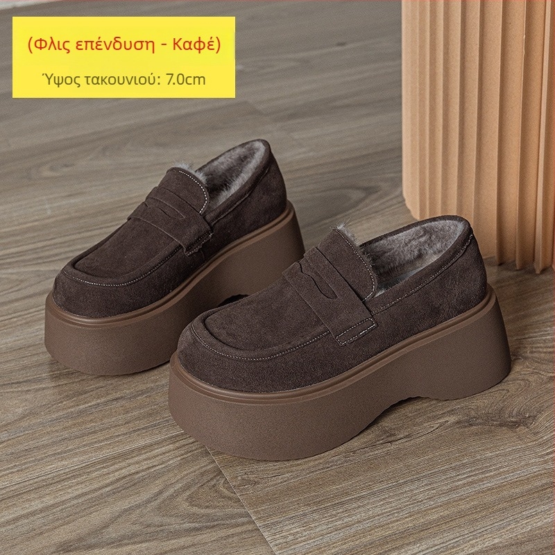 Γυναικείοι loafers με φαρδιά σόλα, 2025 φθινοπωρινό ρετρό, στρογγυλή μύτη, καθημερινά παπούτσια με πλατφόρμα