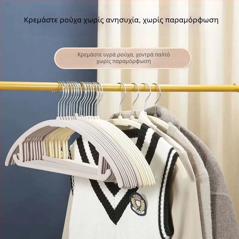 Διάφανη καμπυλωτή κρεμάστρα ρούχων με βελούδινη επίστρωση, αντιολισθητική οργάνωση αποθήκευσης για οικιακή χρήση – πακέτο 10 τεμάχια