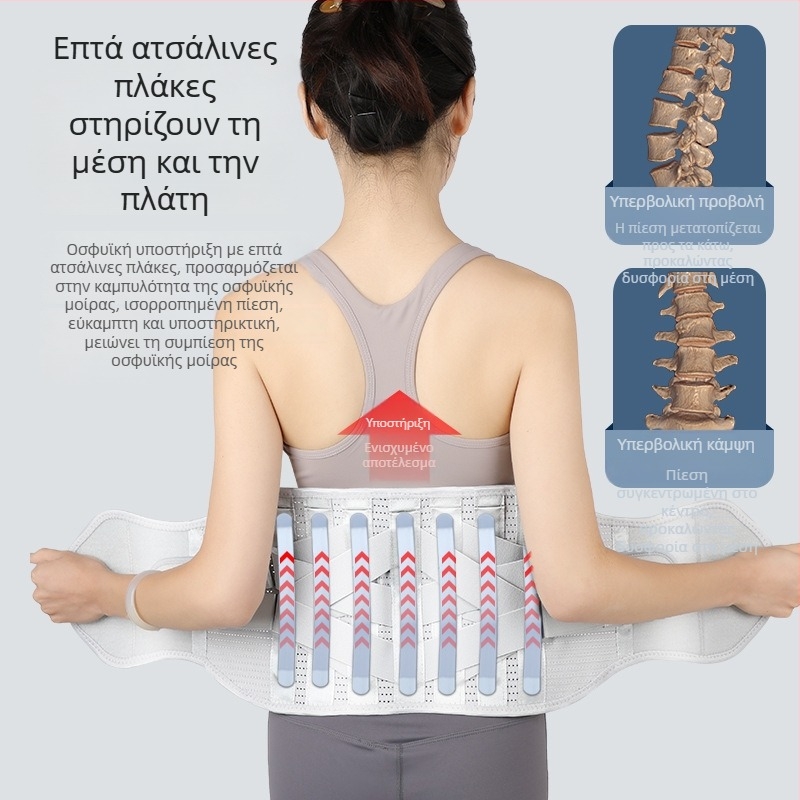 Ιατρική ζώνη μέσης με επτά ατσάλινες πλάκες, αποσπώμενη κοιλιακή ζώνη, στήριξη μέσης για άνδρες και γυναίκες