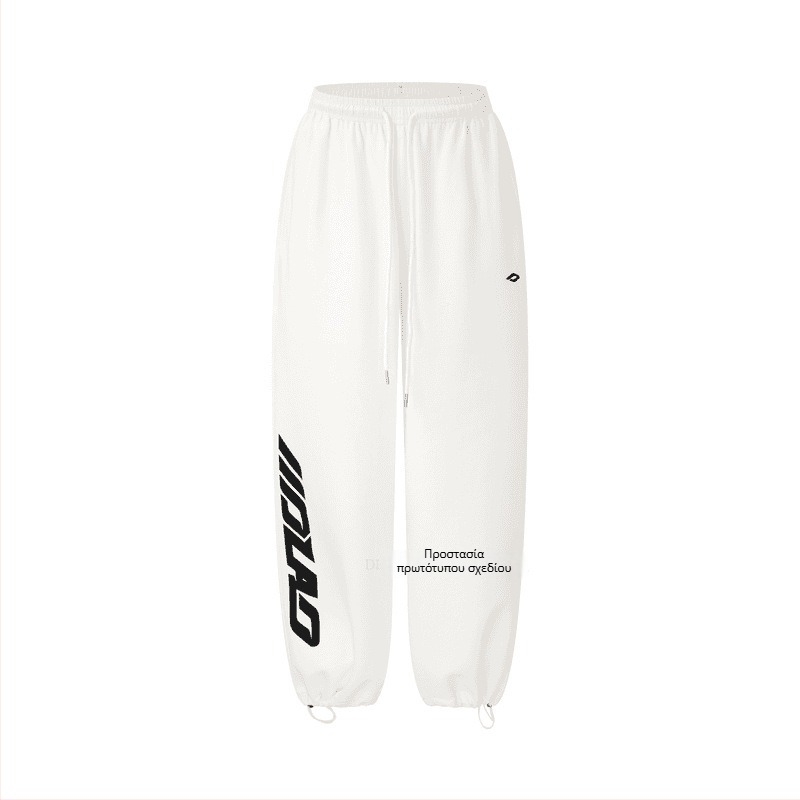 Πρωτότυπα παντελόνια hip-hop streetwear, άνετη ίσια γραμμή με κορδόνι, λεπτή σιλουέτα, πολυεστερικό μίγμα