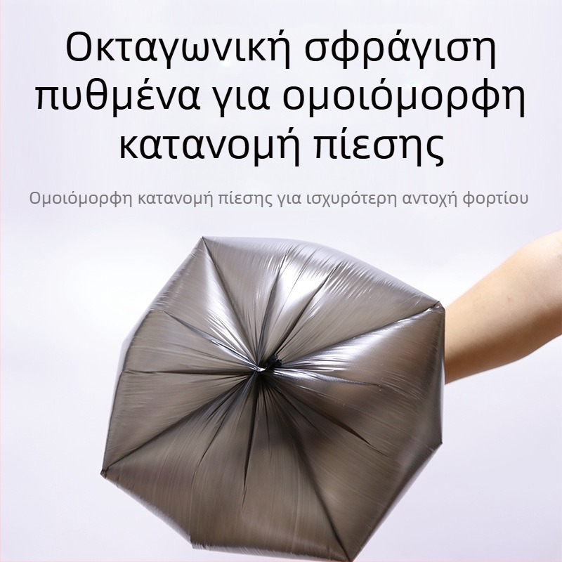 Μαύρες ανθεκτικές σακούλες απορριμμάτων με χερούλια, επίπεδο άνοιγμα