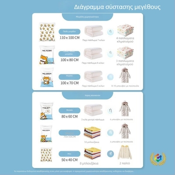 Σακούλες κενού αποθήκευσης για παπλώματα και ρούχα, σφραγισμένες για οικιακή χρήση, κατάλληλες για συμπίεση παπλωμάτων και πουπουλένιων μπουφάν