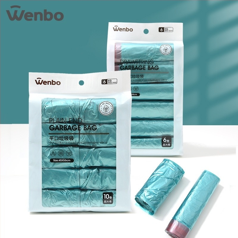 Wenbo Παχύτερες σακούλες απορριμμάτων με κορδόνι, 60 τεμάχια, οικιακής χρήσης, μίας χρήσης