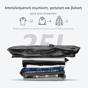 Ηλεκτρική σακούλα κενού αποθήκευσης για ταξίδι, σακούλα συμπίεσης ρούχων με αντλία, αδιάβροχη και αεροστεγής οργάνωση αποσκευών