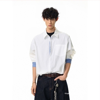 Ανδρικό πουκάμισο με μακριά μανίκια για προστασία από τον ήλιο, καλοκαίρι, μοντέρνο στυλ σχεδίασης, ιαπωνική έμπνευση, νεανικό ύφος