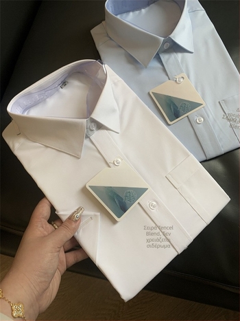 Επιχειρηματική Σειρά Slim-Fit Ανδρικό Κοντομάνικο Πουκάμισο, Χωρίς Σιδέρωμα, Τενσέλ Λιοσελ, Καλοκαίρι