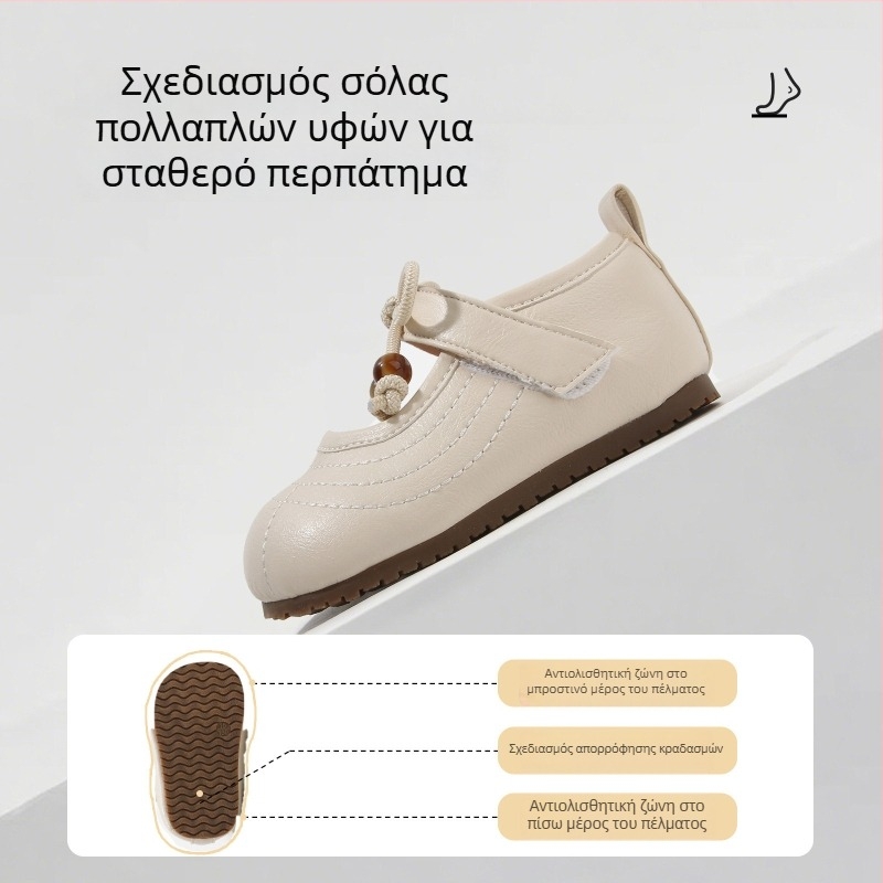 Παιδικά παπούτσια για κορίτσια από συνθετικό δέρμα με φιόγκο, στυλ πριγκίπισσας, μαλακή σόλα, αντιολισθητικά, Velcro κλείσιμο, εσωτερικά για μικρά παιδιά, άνοιξη μοντέλο