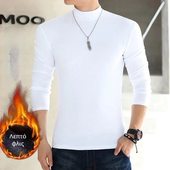 BY Derong Ανδρικό βάσης πουλόβερ με mock neck, μακρυμάνικο, διπλής όψης φλίς, ζεστό για φθινόπωρο και χειμώνα